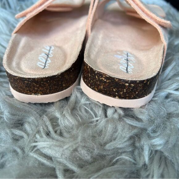 New Aerie peachy pink double strap slip on slide sandals women’s shoe size 8 - Picture 6 of 8